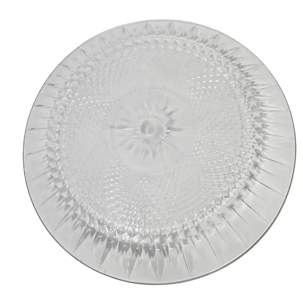 Lot Of 3 Vintage Crystal Glass Round Diner Plated With Napkin Holder Dining Ware